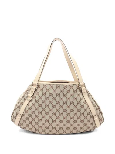 Pre-owned Gucci 2010s Abby Gg Canvas Tote Bag In Neutral