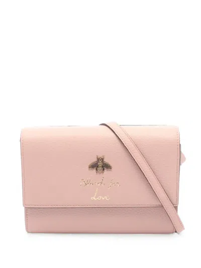 Pre-owned Gucci 2010s Animalier Bee Shoulder Bag In Pink