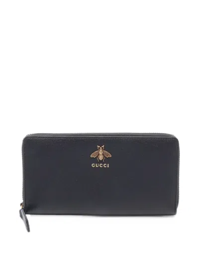 Pre-owned Gucci 2010s Animalier Bee Wallet In Black