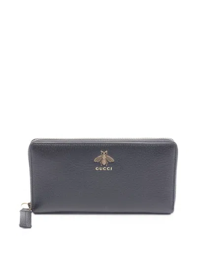 Pre-owned Gucci 2010s Animalier Bee Wallet In Black