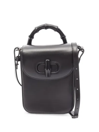 Pre-owned Gucci 2010s Bamboo 2way Cross Body Bag In Black
