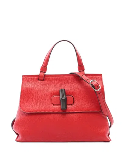 Pre-owned Gucci 2010s Bamboo Daily Tote Bag In Red