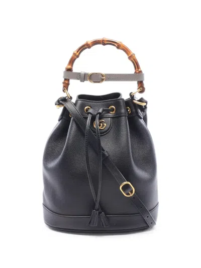 Pre-owned Gucci 2010s Bamboo Diana 2-way Bucket Bag In Black
