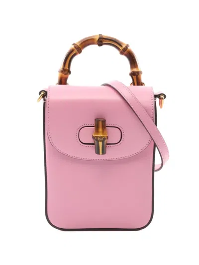Pre-owned Gucci 2010s Bamboo Leather Handbag In Pink