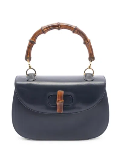 Pre-owned Gucci 2010s Bamboo Leather Satchel Bag In Black
