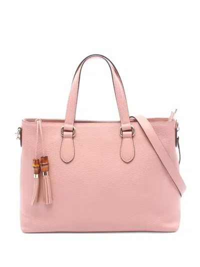 Pre-owned Gucci 2010s Bamboo Leather Tote Bag In Pink