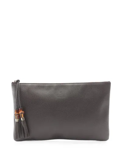 Pre-owned Gucci 2010s Bamboo Tassel Clutch Bag In Brown