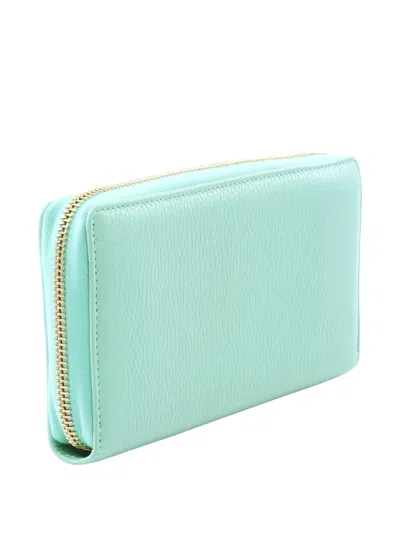 Pre-owned Gucci 2010s Bamboo Tassel Zip-leather Wallet In Blue
