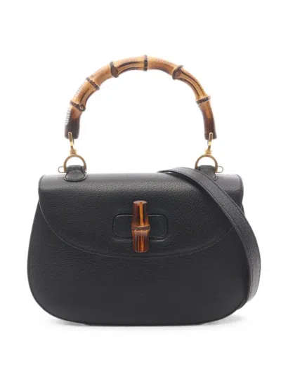 Pre-owned Gucci 2010s Bamboo Turn-lock Shoulder Bag In Black
