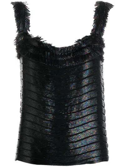 Pre-owned Gucci 2010s Bead-embroidered Sleeveless Top In Black