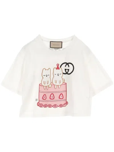 Pre-owned Gucci 2010s Cropped Cotton T-shirt In White