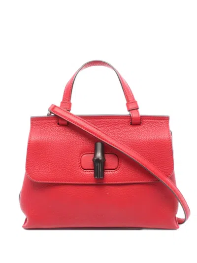 Pre-owned Gucci 2010s Daily Bamboo Shoulder Bag In Red