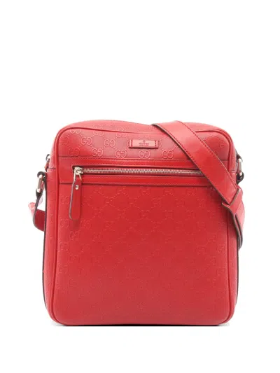 Pre-owned Gucci 2010s Diamante Leather Shoulder Bag In Red