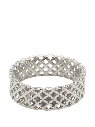 Pre-owned Gucci 2010s Diamantissima Lattice Ring In Silver
