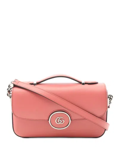 Pre-owned Gucci 2010s Double G Leather Shoulder Bag In Pink