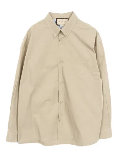 Pre-owned Gucci 2010s Embroidered Button-down Shirt In Neutral