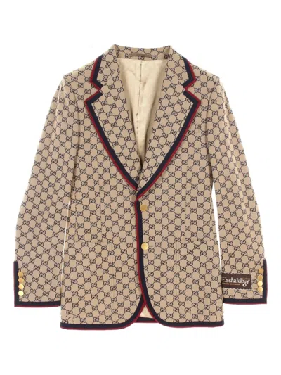 Pre-owned Gucci 2010s Eschatology Gg Canvas Blazer In Neutral