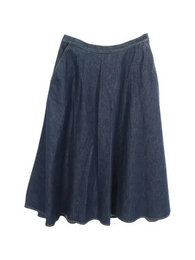 Pre-owned Gucci 2010s Flared Midi Denim Skirt In Blue