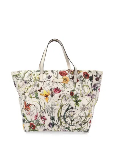 Pre-owned Gucci 2010s Flora Infinity Tote Bag In Neutrals