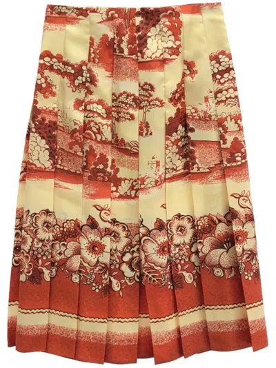 Pre-owned Gucci 2010s Floral-print Midi Skirt In Neutrals