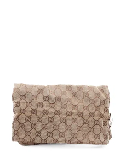 Pre-owned Gucci 2010s Gg Canvas Clutch Bag In Neutrals