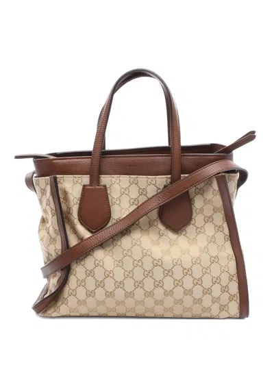 Pre-owned Gucci 2010s Gg Canvas Tote Bag In Neutral