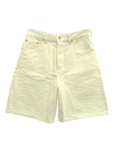 Pre-owned Gucci 2010s Gg Damier Jacquard Shorts In Neutrals