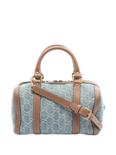 Pre-owned Gucci 2010s Gg Denim Satchel Bag In Blue