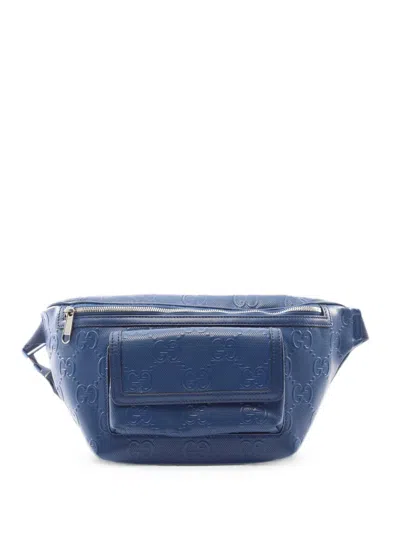 Pre-owned Gucci 2010s Gg Embossed Belt Bag In Blue