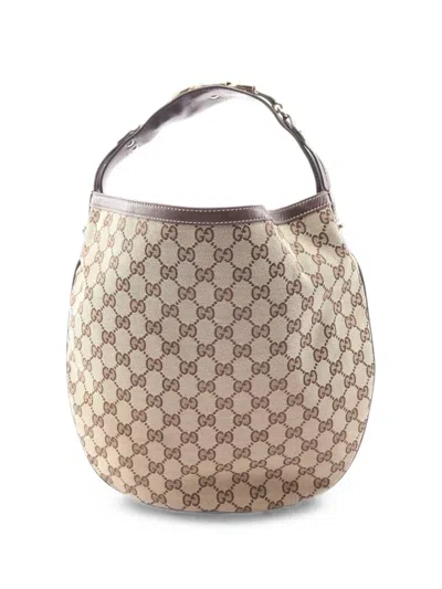 Pre-owned Gucci 2010s Gg Horsebit Shoulder Bag In Neutrals