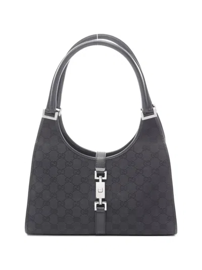 Pre-owned Gucci 2010s Gg Jackie Canvas Shoulder Bag In Black