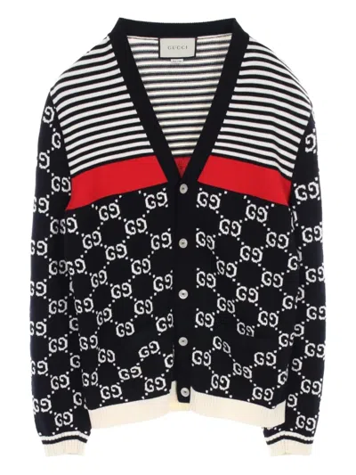 Pre-owned Gucci 2010s Gg-jacquard Cotton Cardigan