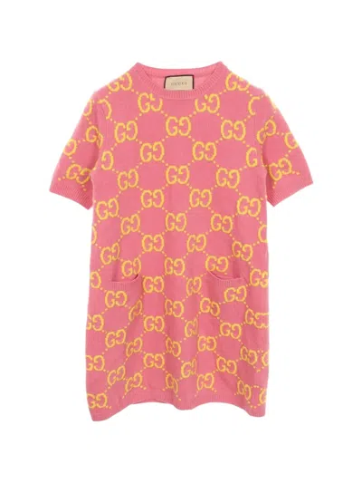 Pre-owned Gucci 2010s Gg Jacquard Mini Dress In Pink