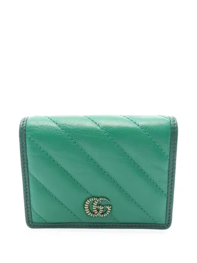 Pre-owned Gucci 2010s Gg Marmont Bifold Leather Wallet In Green