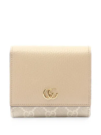 Pre-owned Gucci 2010s Gg Marmont Bi-fold Wallet In Neutral