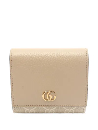 Pre-owned Gucci 2010s Gg Marmont Bi-fold Wallet In Neutrals