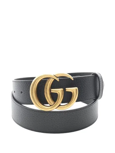 Pre-owned Gucci 2010s Gg Marmont Buckle Belt In Black