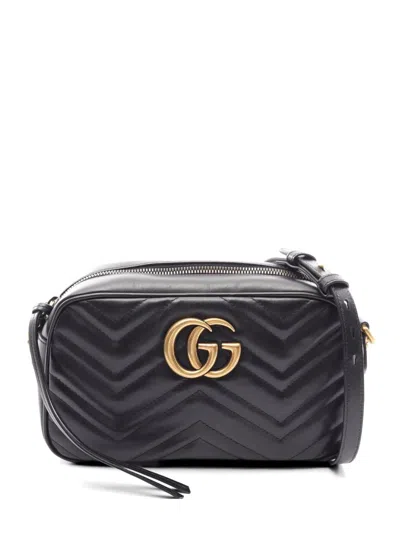 Pre-owned Gucci 2010s Gg Marmont Chain Shoulder Bag In Black