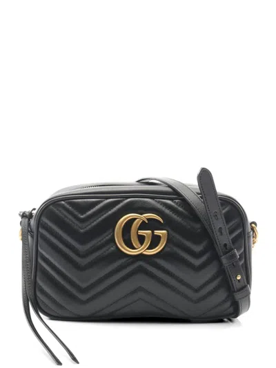 Pre-owned Gucci 2010s Gg Marmont Chain Shoulder Bag In Black
