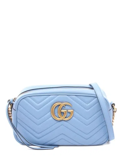 Pre-owned Gucci 2010s Gg Marmont Chain Shoulder Bag In Blue