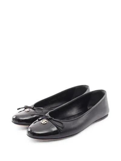 Pre-owned Gucci 2010s Gg Marmont Leather Ballet Flats In 黑色