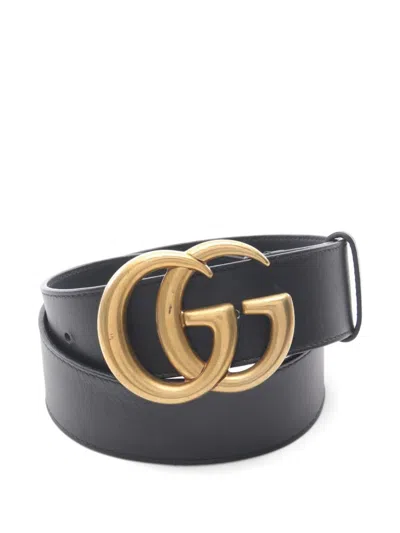 Pre-owned Gucci 2010s Gg Marmont Leather Belt In Black