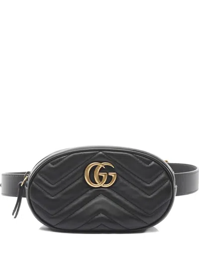 Pre-owned Gucci 2010s Gg Marmont Quilted Belt Bag In Black
