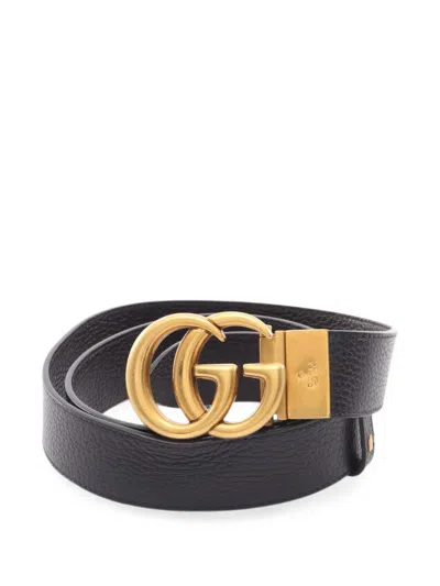 Pre-owned Gucci 2010s Gg Marmont Reversible Belt In Brown