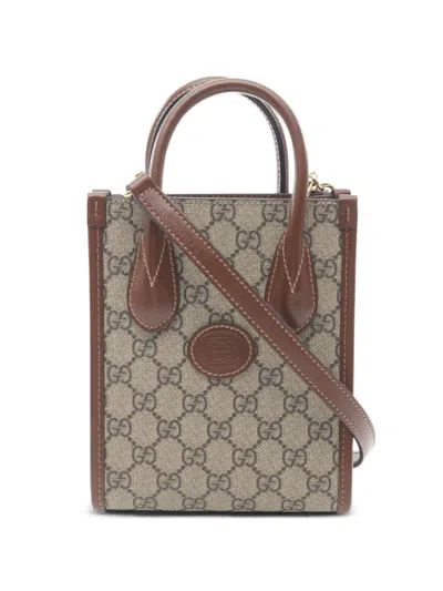 Pre-owned Gucci 2010s Gg Monogram Leather Handbag In Neutral