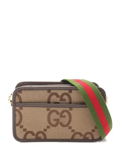 Pre-owned Gucci 2010s Gg Monogram Leather Shoulder Bag In Neutral