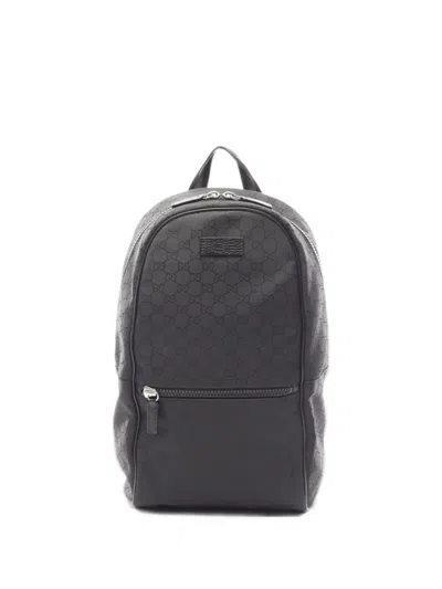 Pre-owned Gucci 2010s Gg Pattern Backpack In Black
