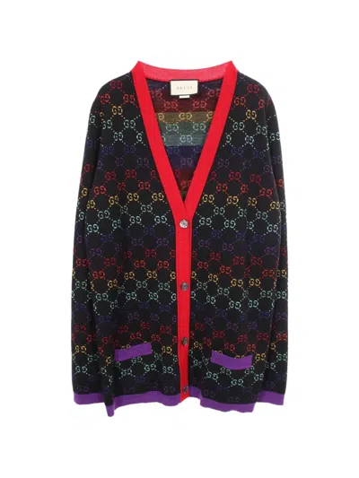 Pre-owned Gucci 2010s Gg Pattern Cardigan In Black