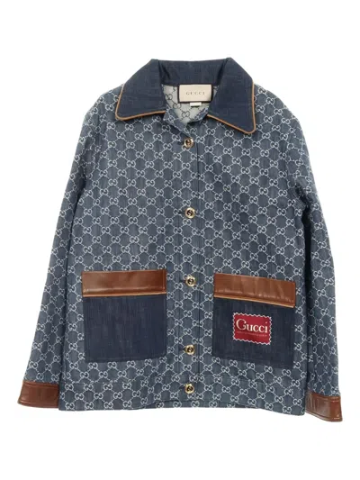 Pre-owned Gucci 2010s Gg-pattern Jacket In Blue