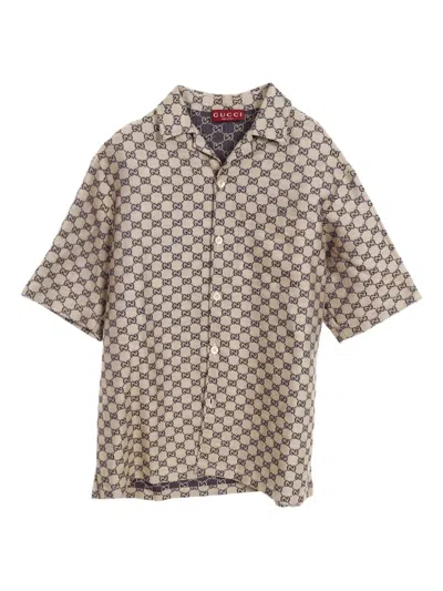 Pre-owned Gucci 2010s Gg Pattern Linen Shirt In Neutral